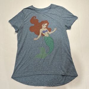 Disney Women’s Little Mermaid Ariel T-shirt Size Large Linen Blend Blue